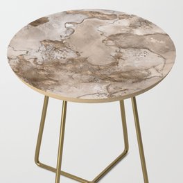 Taupe marble and gold abstract Side Table