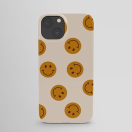 70s Retro Smiley Face Pattern iPhone Case