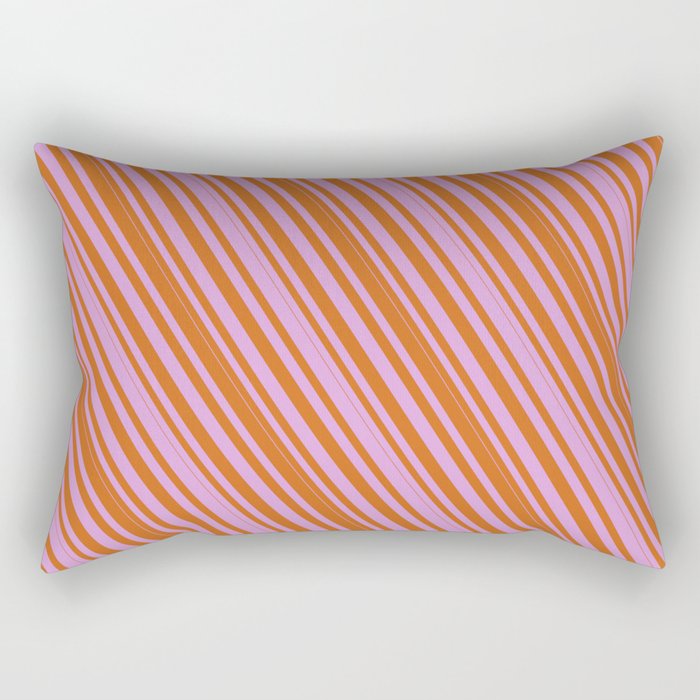 Chocolate and Plum Colored Lined/Striped Pattern Rectangular Pillow