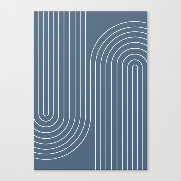 Minimal Line Curvature LXXXIV Nautical Blue Mid Century Modern Arch Abstract Canvas Print
