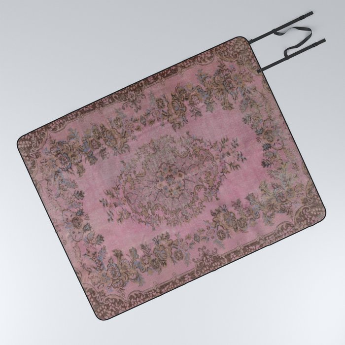 pink oriental vintage carpet Picnic Blanket