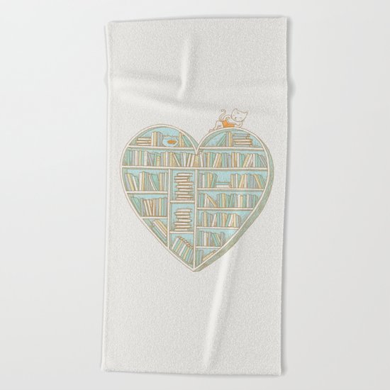 I Heart Books Beach Towel