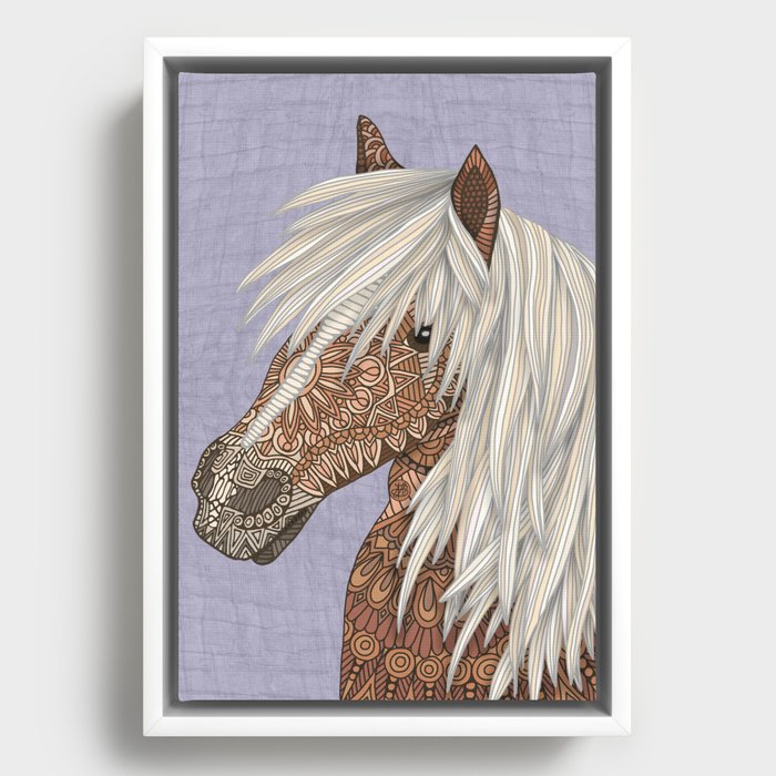 Haflinger Pony Purple Framed Canvas