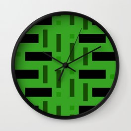 Pattern of Squares in deep Green "Geometric Works" Wall Clock