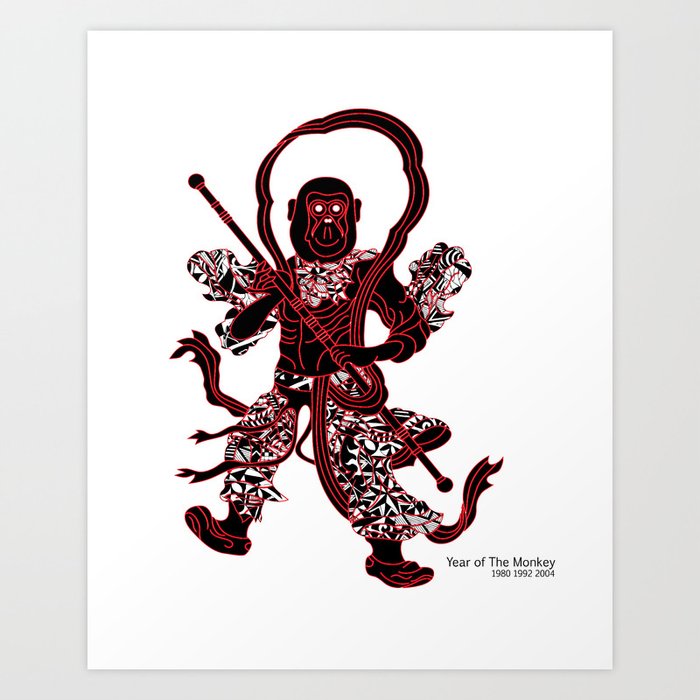 Chinese Zodiac Sign Year Of The Monkey Art Print By Tgrimm Society6