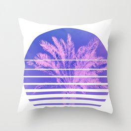 Aesthetic Retro 80s Sunset beach Palm Tree graphic Gift Throw Pillow