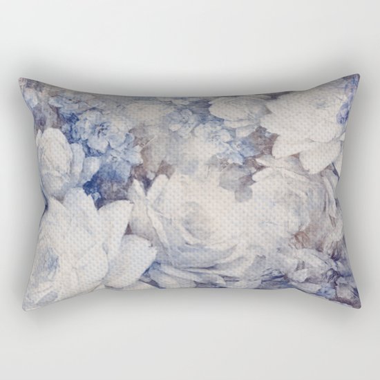 blue vintage floral Rectangular Pillow