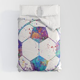 Soccer Ball Colorful Watercolor Comforter