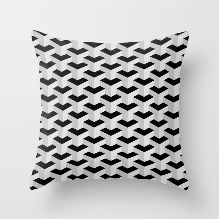 Black & Grey Geometric Pattern Throw Pillow