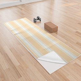 [ Thumbnail: Tan and Mint Cream Colored Lined Pattern Yoga Towel ]