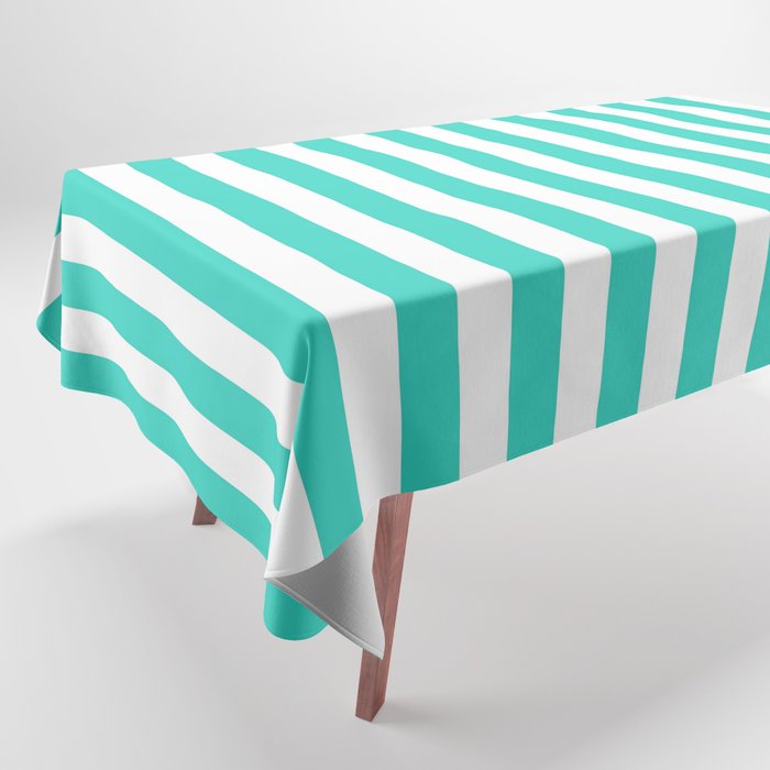 STRIPED DESIGN (TURQUOISE-WHITE) Tablecloth