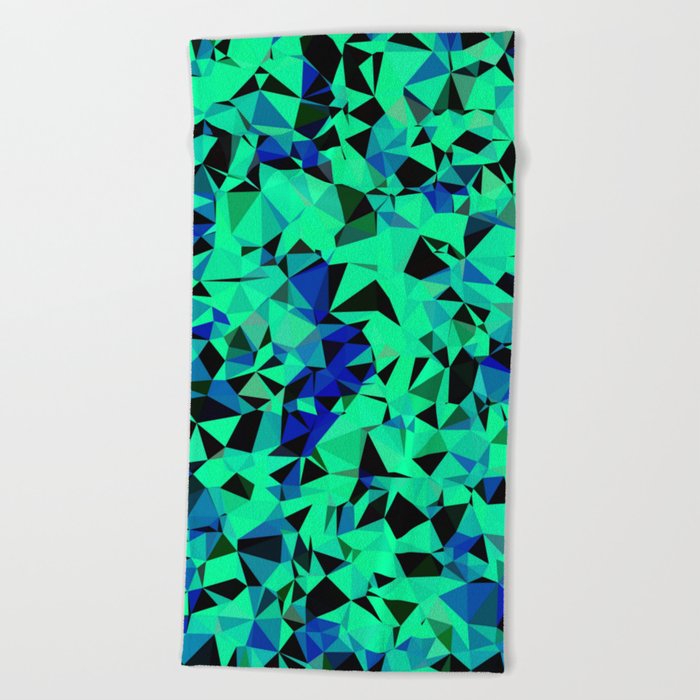 Geometric Triangle Pattern Abstract In Green Blue Black Beach