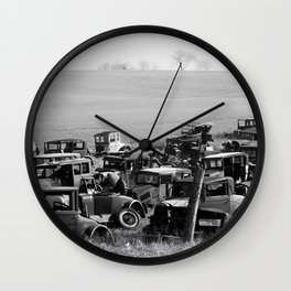 Vintage Auto Graveyard, Pennsylvania, 1935 black and white photograph photography poster Wall Clock | Modela, Vintage, Automobiles, Photo, Black And White, Junkyards, Black, Junkyard, Graveyard, Classic 