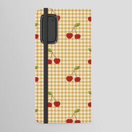 Cherries Yellow Plaid Android Wallet Case