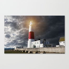 Portland Bill Lighthouse with stormy Skys Canvas Print