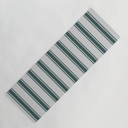 [ Thumbnail: Light Grey and Dark Slate Gray Colored Lines/Stripes Pattern Yoga Mat ]