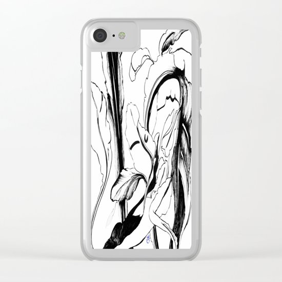 Plant in Blue Marker - Leaf of Life Miracle Leaf - Black and White Clear iPhone Case