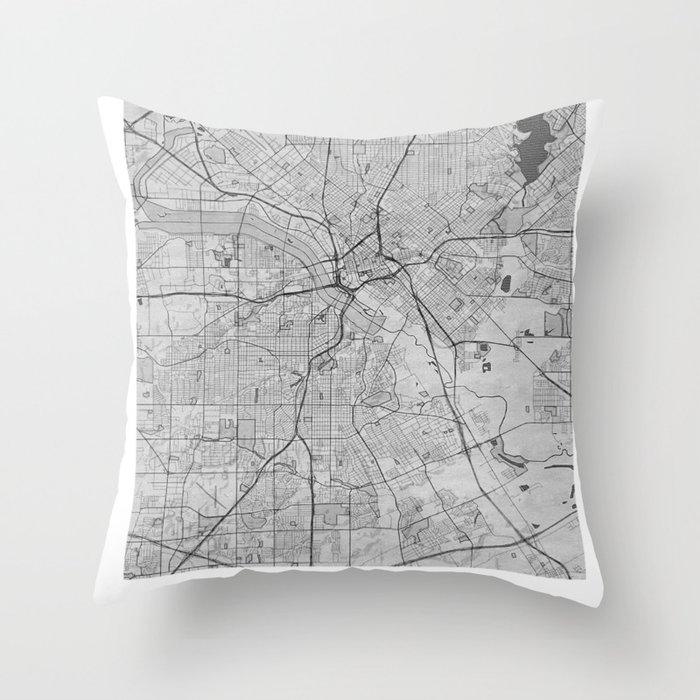 Dallas city map sketch Throw Pillow