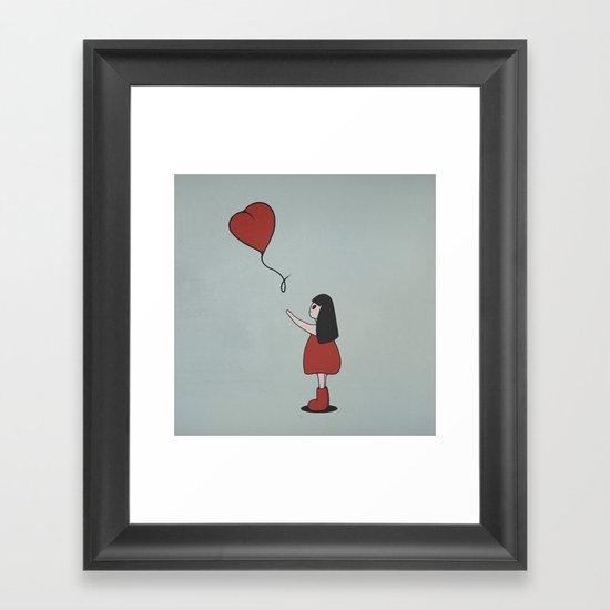 Girl with a Heart-Shaped Balloon Framed Art Print
