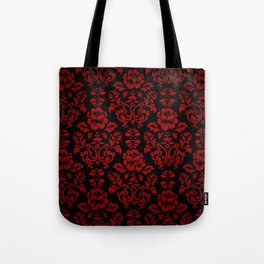 Red and Black Damask Tote Bag