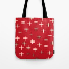Seamless abstract mid century modern pattern - Red and White Tote Bag
