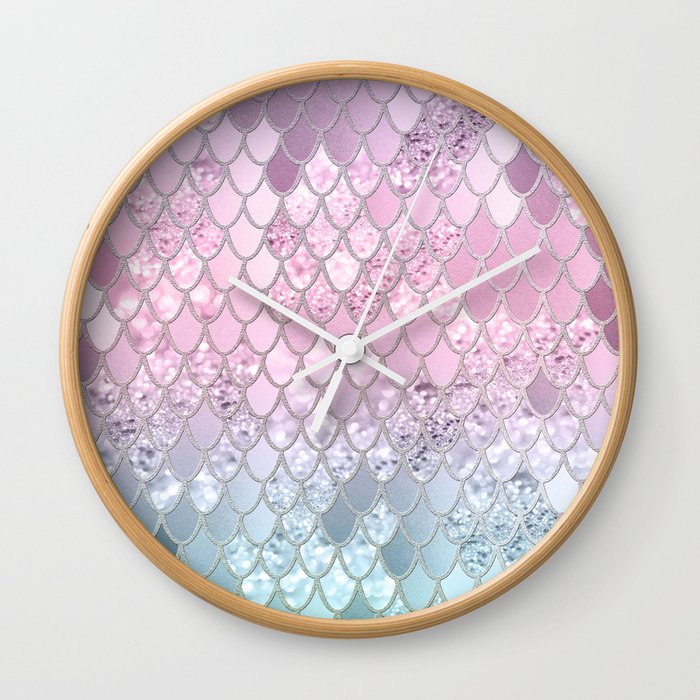 Mermaid Glitter Scales #2 (Faux Glitter) #shiny #decor #art #society6 Wall Clock