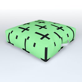 Black and Green Inverted Cross Pattern Outdoor Floor Cushion