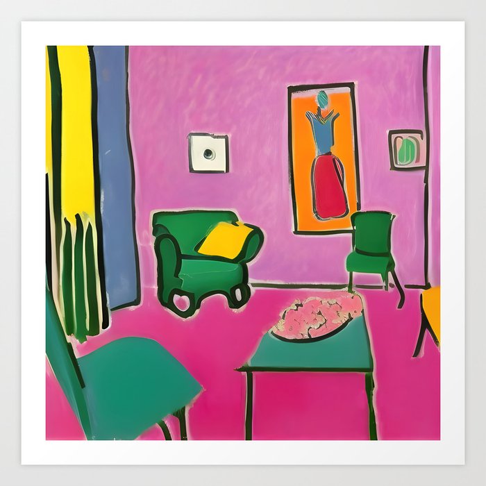 Pink Inside 1 Henri Matisse, painting, pink, plant, watercolor Art Print