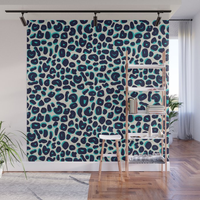 Leopard Print Abstractions –Turquoise Wall Mural