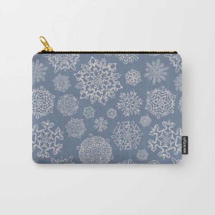 Merry Christmas- Abstract christmas snow star pattern on fresh gray  I Carry-All Pouch