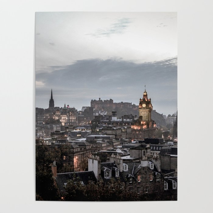 Edinburgh Princes St and Castle view from Calton Hill Poster