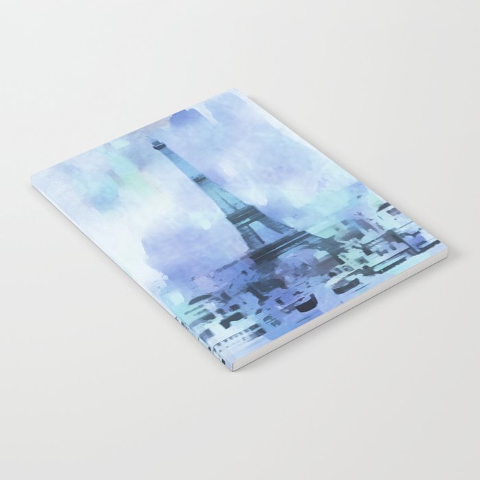 Blue Eifel Tower Paris France abstract painting Notebook
