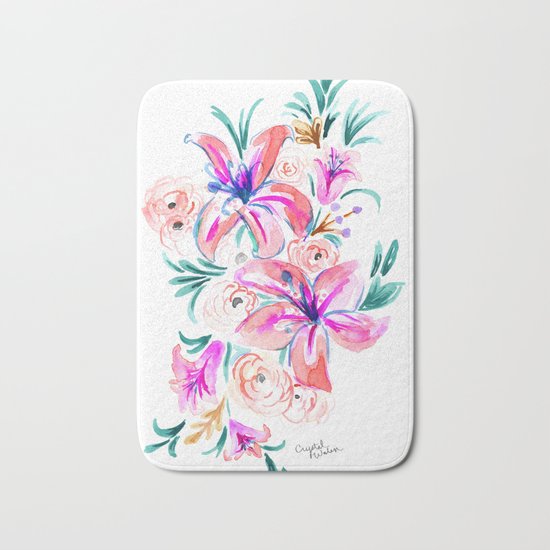 Summer Lily Floral Bath Mat