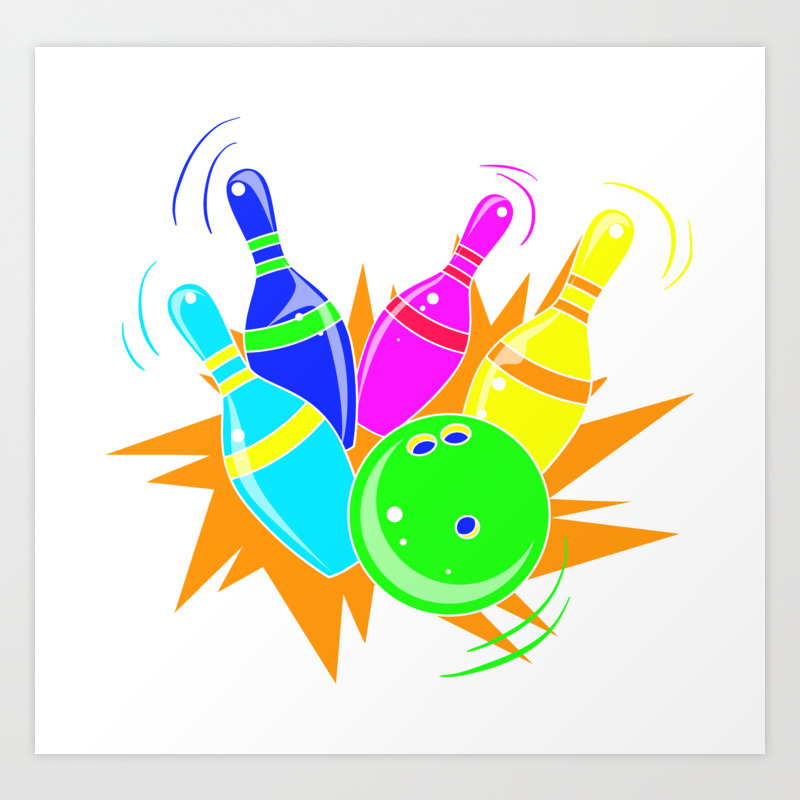 Neon Vintage Retro Strike Bowling Gift Art Print By Shirtschleuder Society6 Bowling club neon sign download free vectors, clipart graphics & vector art. society6
