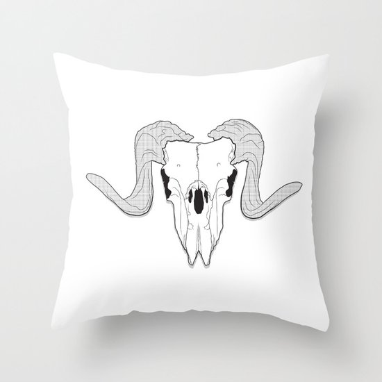Ram Skull Throw Pillow