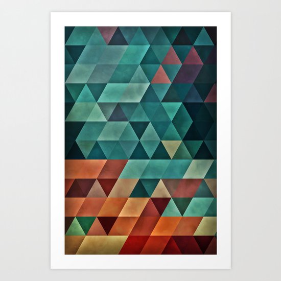 Teal/Orange Triangles Art Print