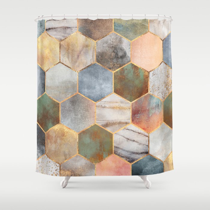 Pretty Hexagons Shower Curtain