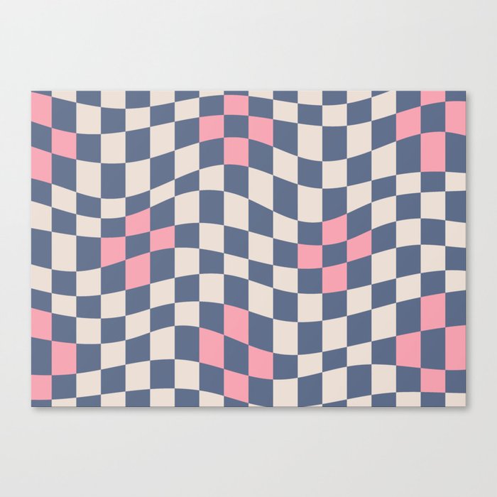 Pixel flower wavy checker pattern Canvas Print