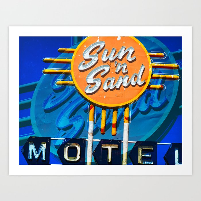 Sun and Sand on Route 66 Old Sign Art Print