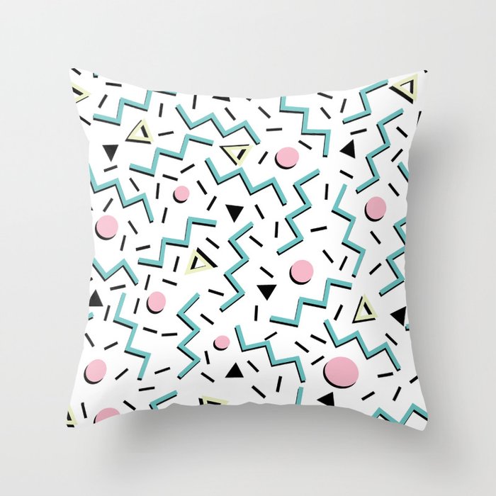 Back to the 80's eighties, funky memphis pattern design Throw Pillow