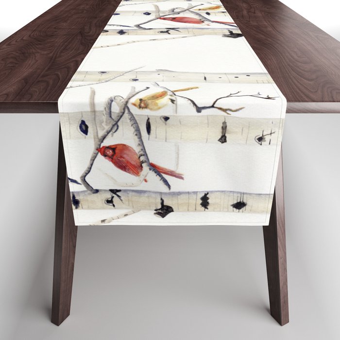 Birch Trees and Cardinal Table Runner