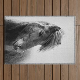 Horses - Black & White 6 Outdoor Rug