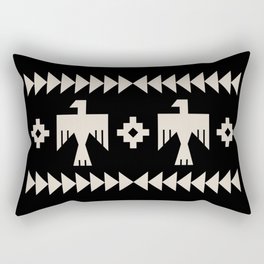 Southwestern Eagle and Arrow Pattern 121 Black and Linen White Rectangular Pillow