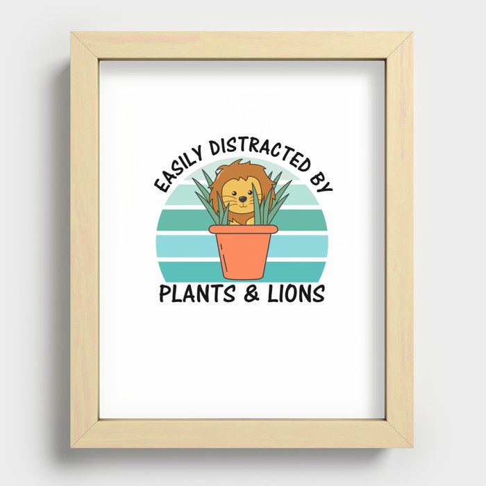 Slightly Distracted Plants Lion Sweet Animals Recessed Framed Print
