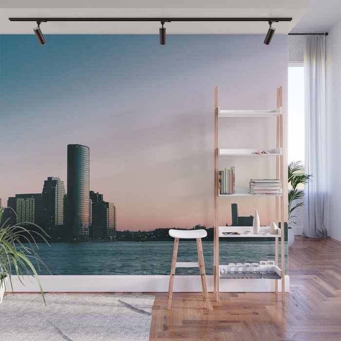 Jersey City Skyline Wall Mural By Katiershay Society6