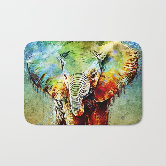 watercolor elephant Bath Mat