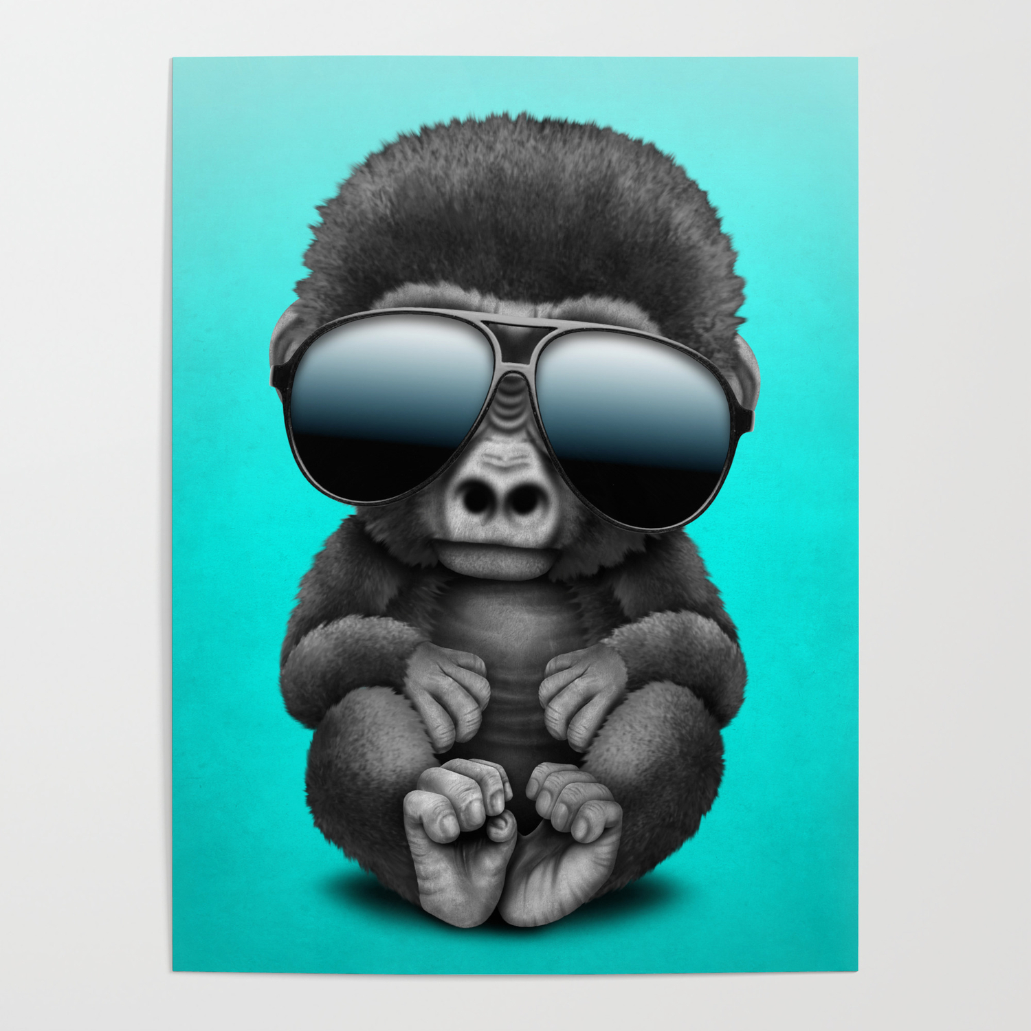Cute Baby Gorilla Wearing Sunglasses Poster by Jeff Bartels | Society6