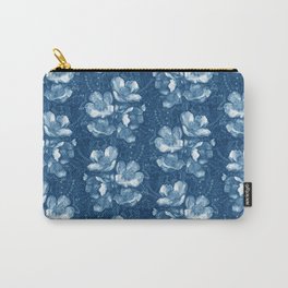 Jasmine Bloom, Vintage Flowers, Floral Pattern, Indigo Carry-All Pouch