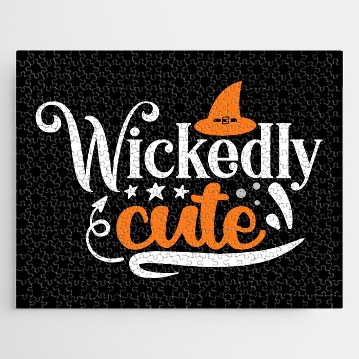 Wickedly Cute Halloween Funny Slogan Jigsaw Puzzle
