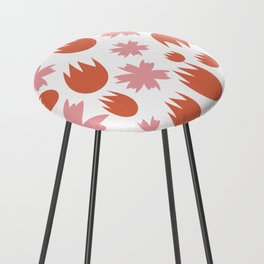 Coral Floral Counter Stool